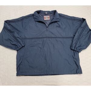 IBM Destinations Windbreaker Jacket Mens XL Blue Quarter Zip Pullover Corporate
